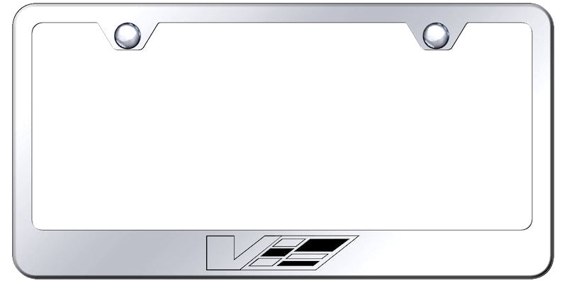 Cadillac V Logo Stainless Steel Frame - Etched Mirrored