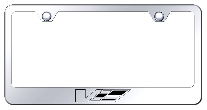 Cadillac V Logo Stainless Steel Frame - Etched Mirrored