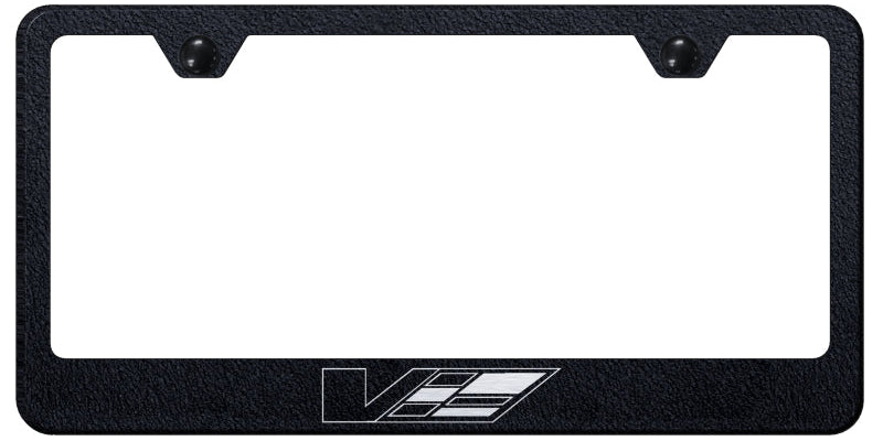 Cadillac V Logo Stainless Steel Frame - Etched Rugged Black