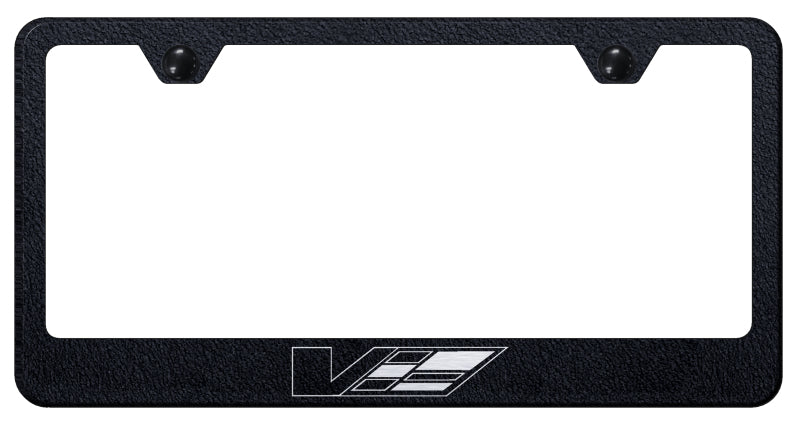 Cadillac V Logo Stainless Steel Frame - Etched Rugged Black