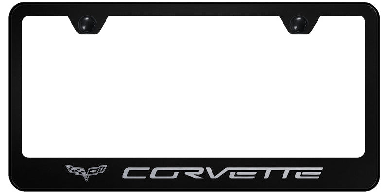 Corvette C6 Stainless Steel Frame - Laser Etched Black