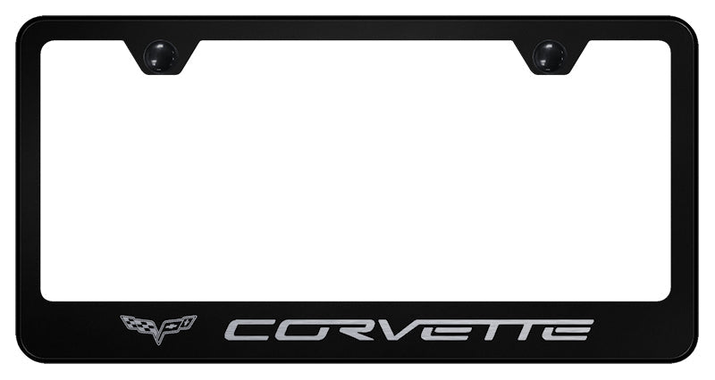 Corvette C6 Stainless Steel Frame - Laser Etched Black