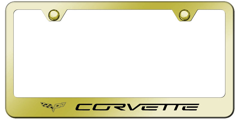 Corvette C6 Stainless Steel Frame - Laser Etched Gold