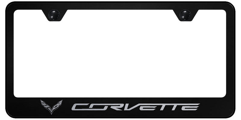 Corvette C7 Stainless Steel Frame - Laser Etched Black