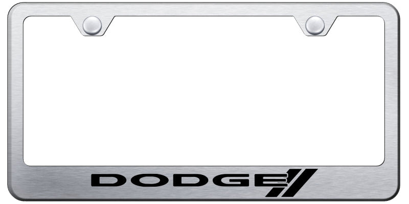 Dodge Stripe Stainless Steel Frame - Laser Etched Brushed