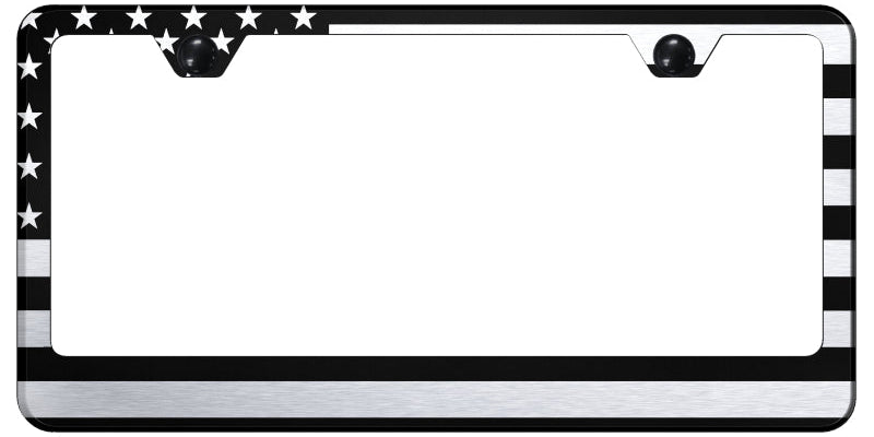 USA Flag Stainless Steel Frame - Laser Etched Black