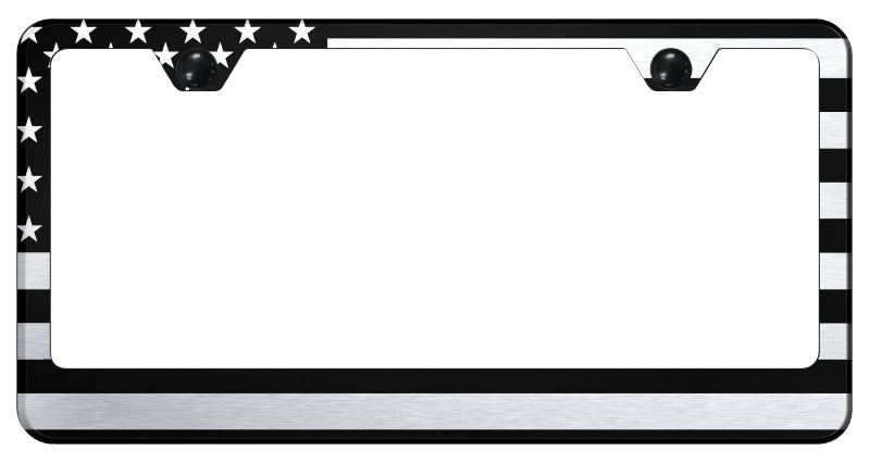 USA Flag Stainless Steel Frame - Laser Etched Black