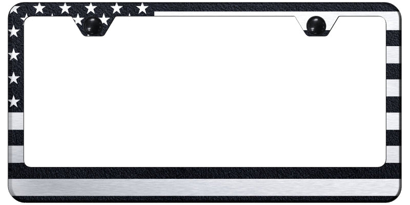 USA Flag Stainless Steel Frame - Laser Etched Rugged Black