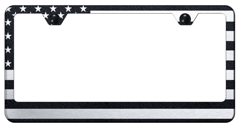 USA Flag Stainless Steel Frame - Laser Etched Rugged Black