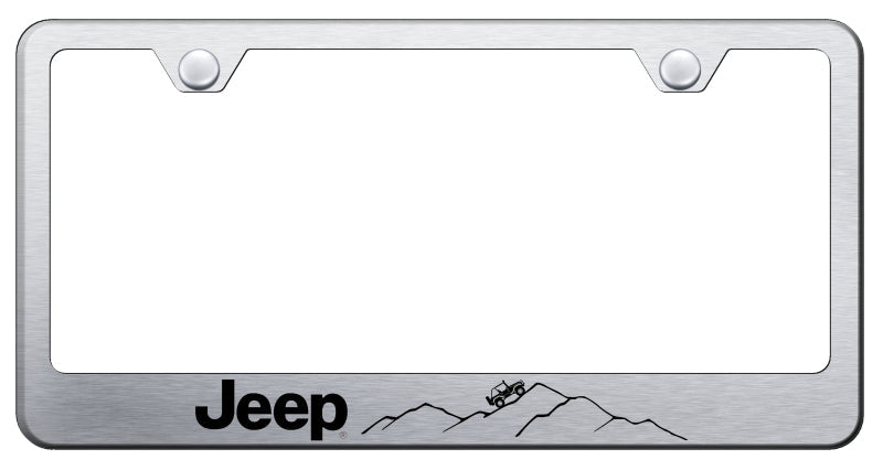 Jeep Mountain Stainless Steel Frame - Laser Etched Brushed