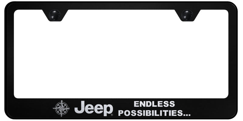 Jeep Endless Stainless Steel Frame - Laser Etched Black