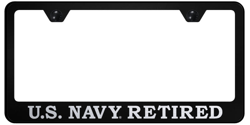 U.S. Navy Retired Stainless Steel Frame - Laser Etched Black