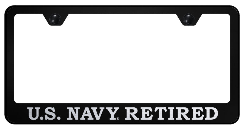 U.S. Navy Retired Stainless Steel Frame - Laser Etched Black