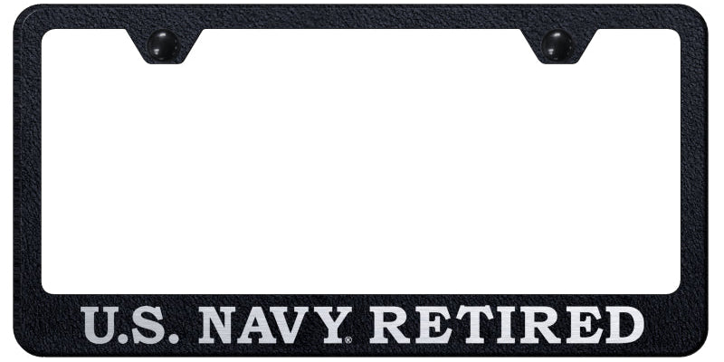 U.S. Navy Retired Stainless Frame - Etched Rugged Black