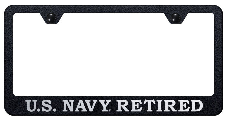 U.S. Navy Retired Stainless Frame - Etched Rugged Black