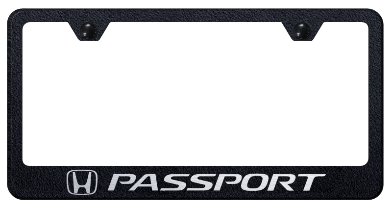 Passport Stainless Steel Frame - Laser Etched Rugged Black