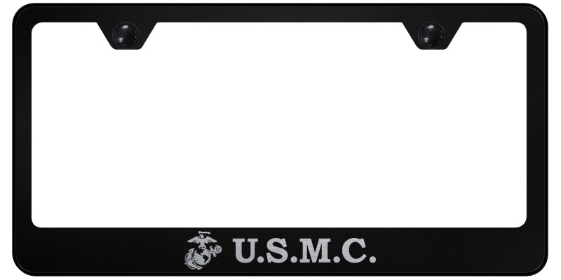 U.S.M.C. Stainless Steel Frame - Laser Etched Black