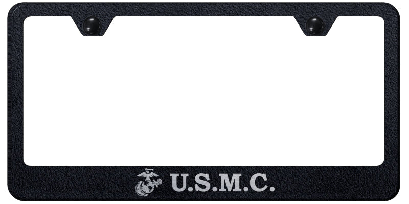 U.S.M.C. Stainless Steel Frame - Laser Etched Rugged Black