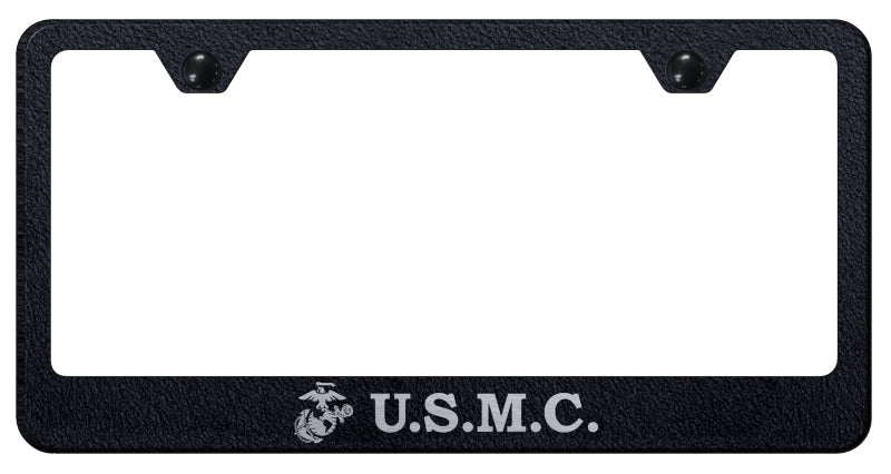U.S.M.C. Stainless Steel Frame - Laser Etched Rugged Black
