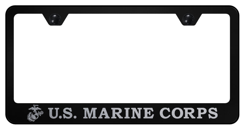 U.S.M.C. Initials and Logo Stainless Frame - Etched Black