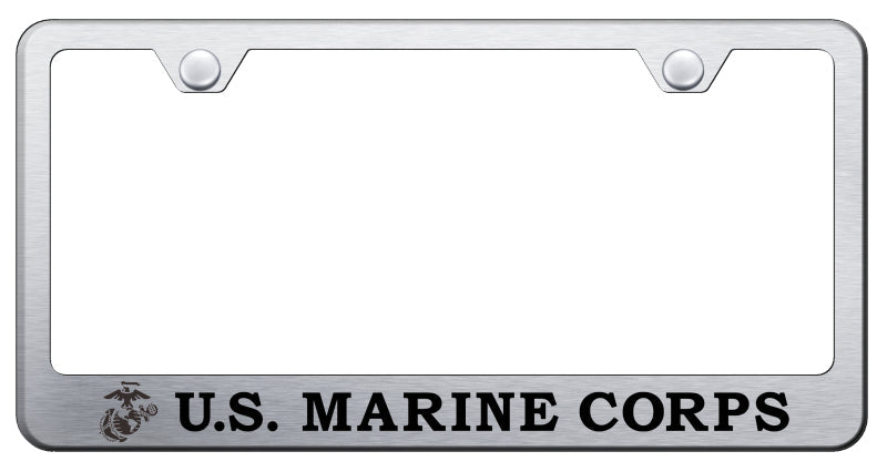 U.S.M.C. Initials and Logo Stainless Frame - Etched Brushed