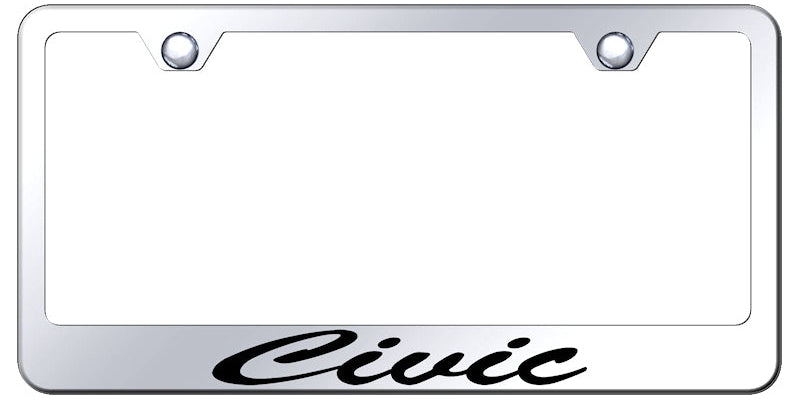 Civic Script Stainless Steel Frame - Laser Etched Mirrored