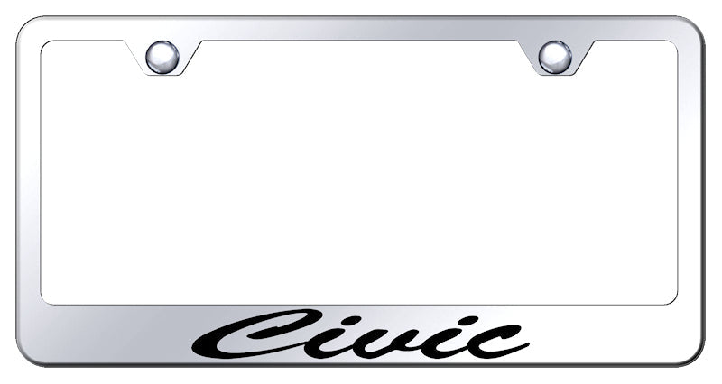 Civic Script Stainless Steel Frame - Laser Etched Mirrored