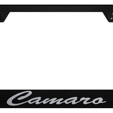 Camaro Script Stainless Steel Frame - Laser Etched Black