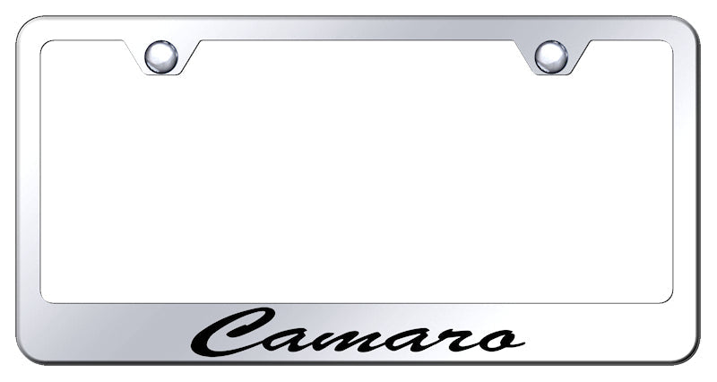 Camaro Script Stainless Steel Frame - Laser Etched Mirrored