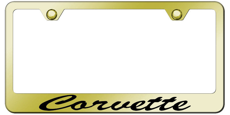 Corvette Script Stainless Steel Frame - Laser Etched Gold