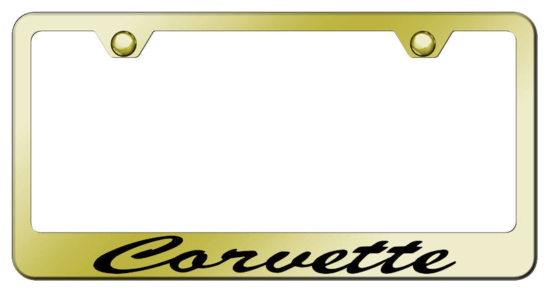 Corvette Script Stainless Steel Frame - Laser Etched Gold