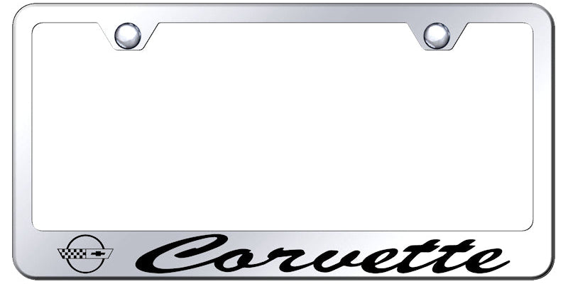 Corvette C4 Script Stainless Steel Frame - Etched Mirrored