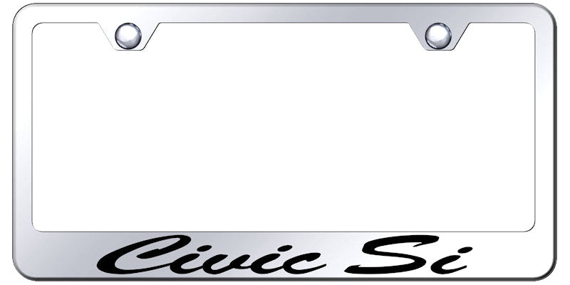 Civic SI Script Stainless Steel Frame - Etched Mirrored