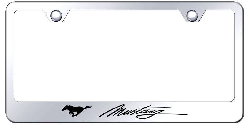 Mustang Script Stainless Steel Frame - Laser Etched Mirrored