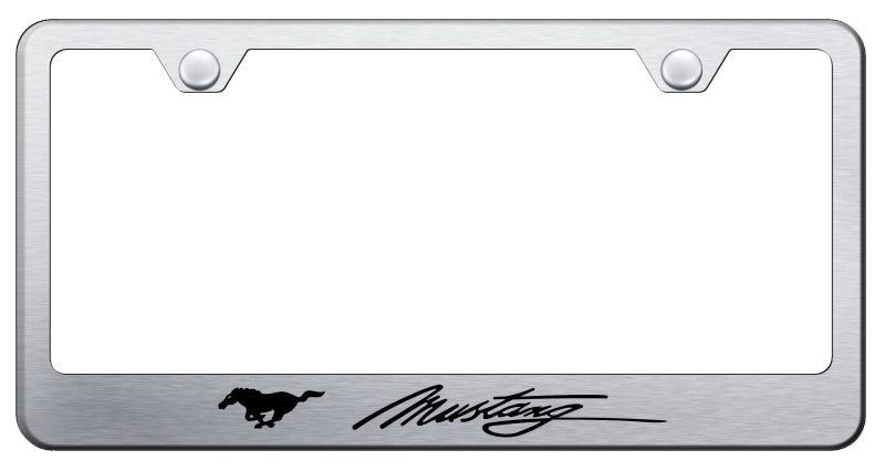 Mustang Script Stainless Steel Frame - Laser Etched Brushed