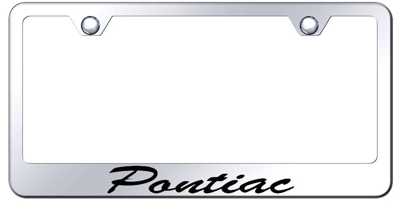 Pontiac Script Stainless Steel Frame - Laser Etched Mirrored