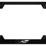 Cadillac V Logo Steel Wide Body Frame - Laser Etched Black