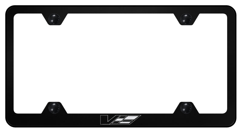 Cadillac V Logo Steel Wide Body Frame - Laser Etched Black