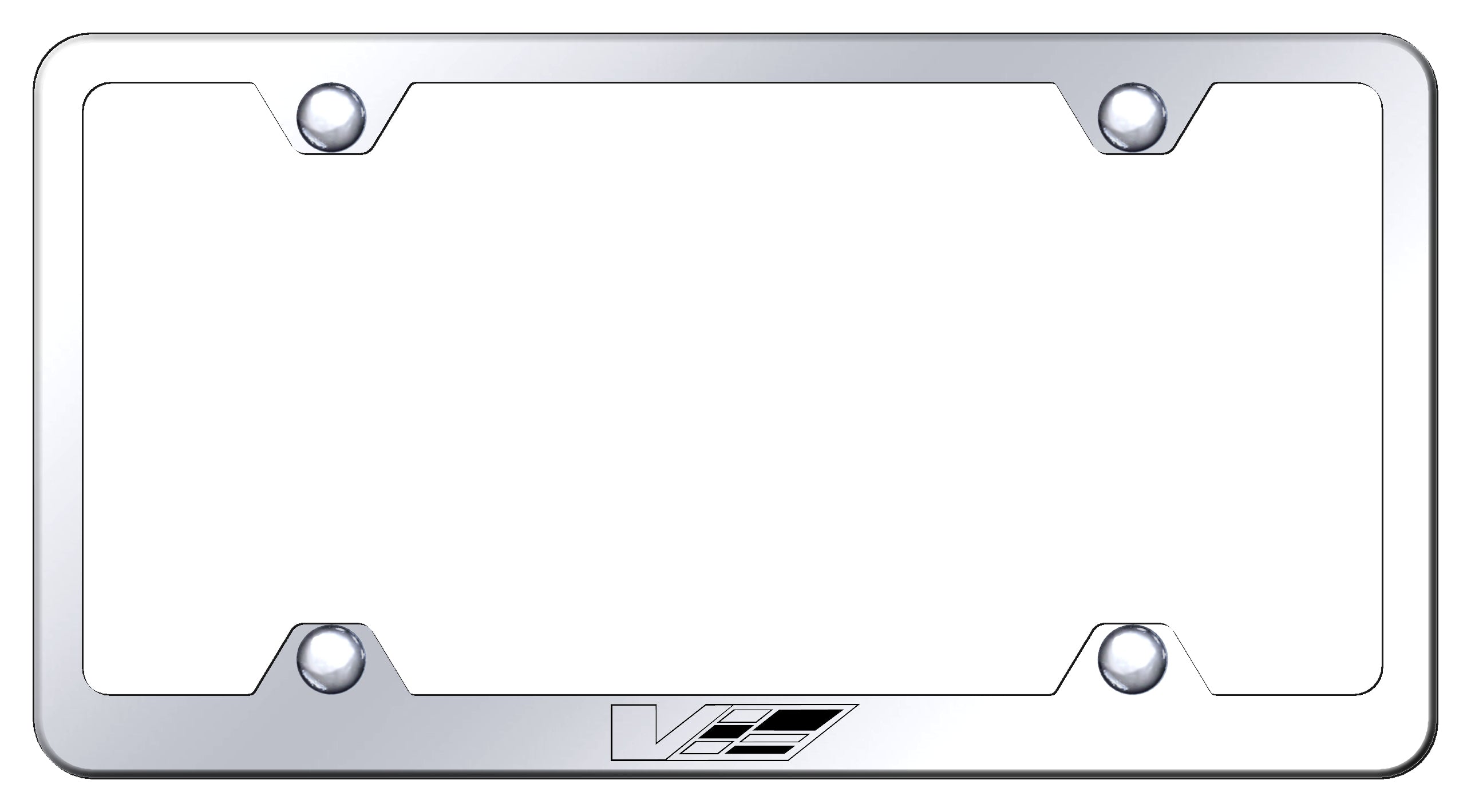 Cadillac V Logo Steel Wide Body Frame - Etched Mirrored