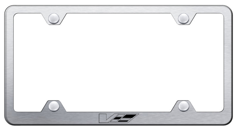 Cadillac V Logo Steel Wide Body Frame - Laser Etched Brushed