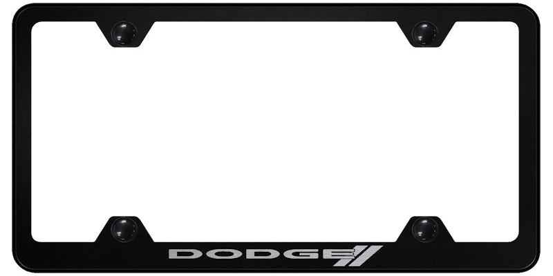 Dodge Stripe Steel Wide Body Frame - Laser Etched Black