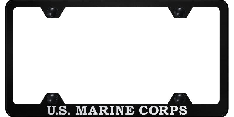 U.S.M.C. Name Steel Wide Body Frame - Laser Etched Black