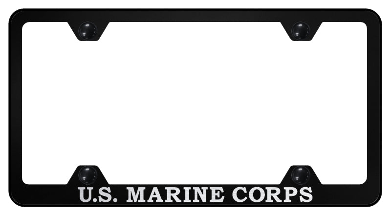 U.S.M.C. Name Steel Wide Body Frame - Laser Etched Black