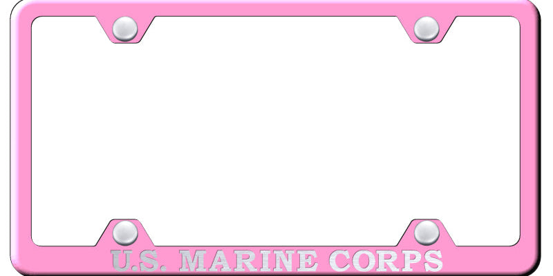 U.S.M.C. Name Steel Wide Body Frame - Laser Etched Pink