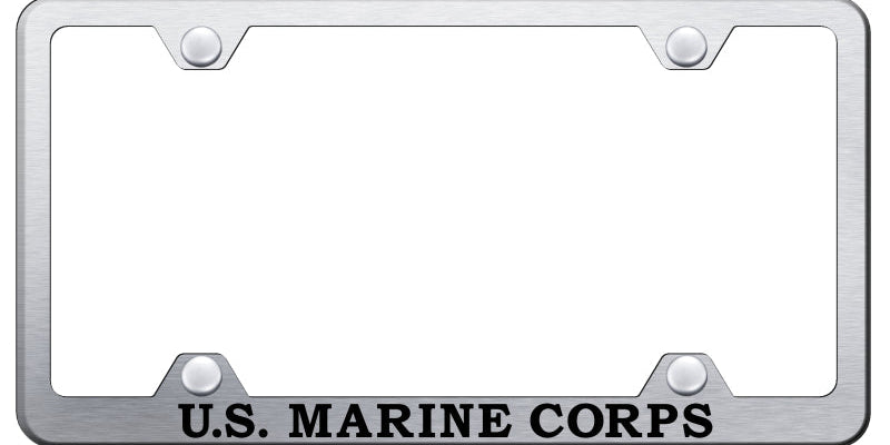 U.S.M.C. Name Steel Wide Body Frame - Laser Etched Brushed