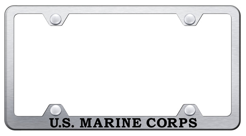 U.S.M.C. Name Steel Wide Body Frame - Laser Etched Brushed
