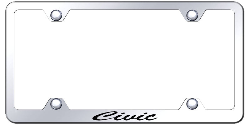 Civic Script Steel Wide Body Frame - Laser Etched Mirrored