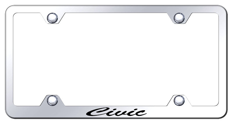 Civic Script Steel Wide Body Frame - Laser Etched Mirrored