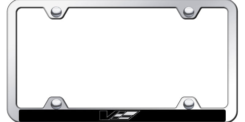 Cadillac V Logo Wide Body ABS Frame - Laser Etched Mirrored