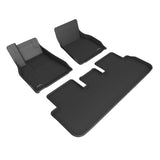 All-Weather Custom-Fit Floor Mats for Tesla Model S 2021-2025 with Non-Slip Backing - Black - 1st Row 2nd Row